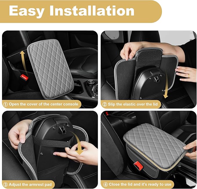 Center Console Cover Fit for RDX: Scratch and Wear Resistant Console Cover Leather with 2 Storage Bags -Upgraded Armrest Coverfor Car,Anti-Scratch Auto Armrest Pad Accessory （Black