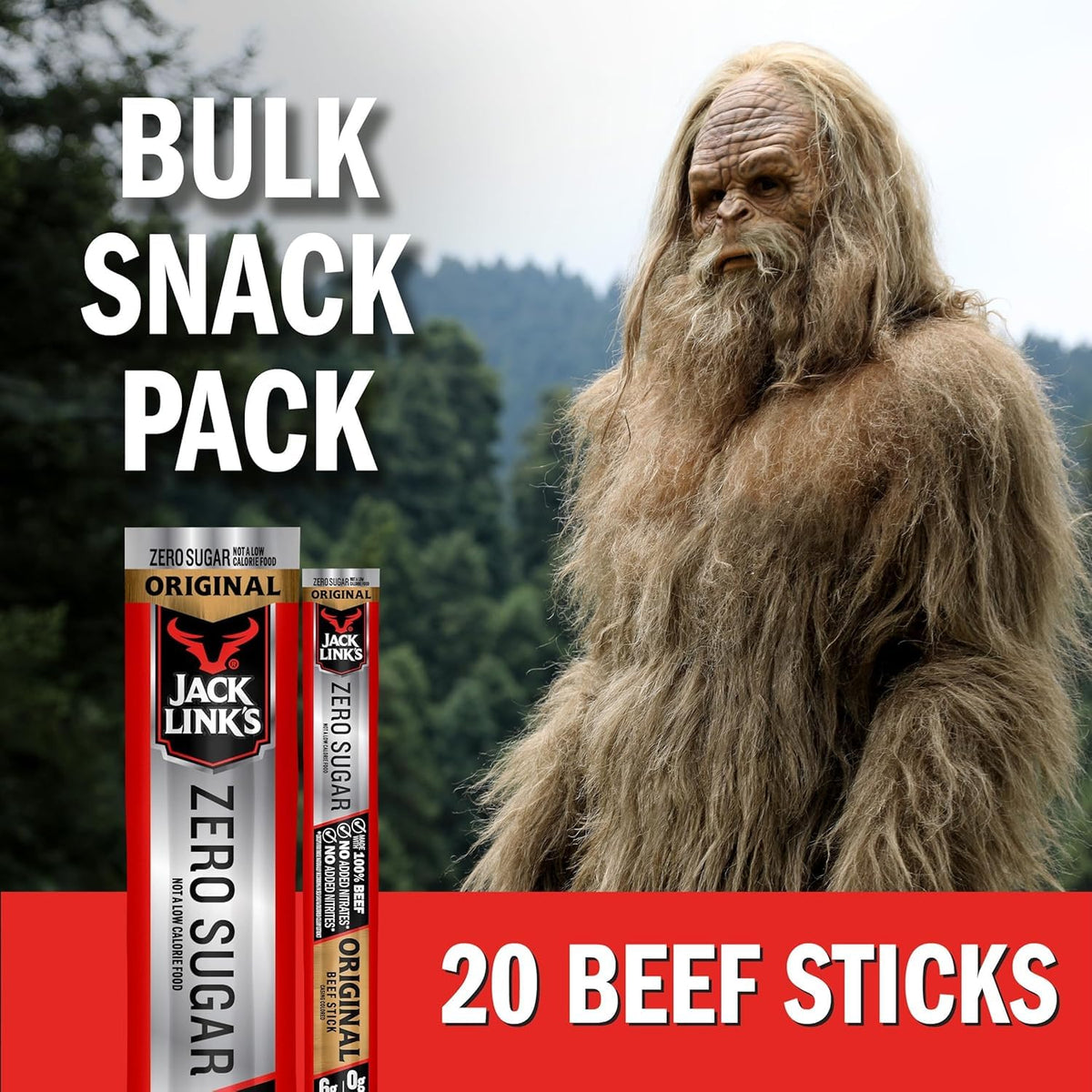 Jack Link's Original Zero Sugar Beef Sticks - (20 Pack) 0.92 oz Meat Sticks - Ready to Eat Protein Snacks - 5g Protein per Serving - Made with 100% Real Beef