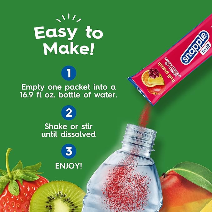 Snapple Fruit Punch Powder Drink Mix - 12 Boxes of 6 Powder Sticks, 72 Sticks total | Zero Sugar | On-the-Go Hydration for Refreshing Beverages
