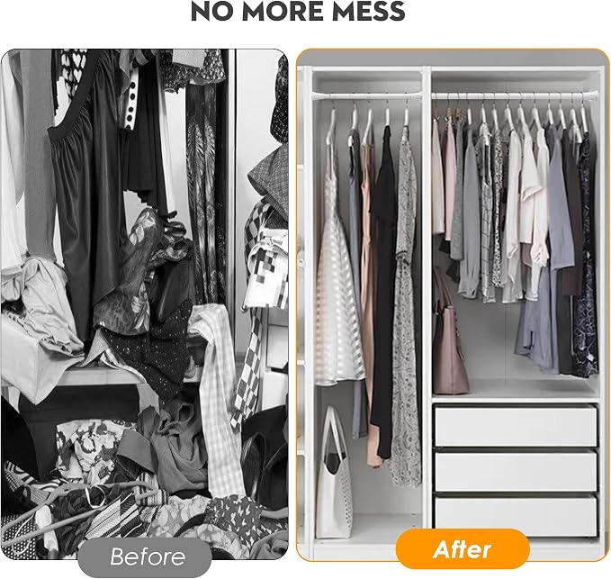 1.1 Inch Diameter Tension Closet Rods for Hanging Clothes 32-72 Inch, Adjustable Pole Closet to Hang Clothes, Heavy Duty Closet bar for Wardrobes with No Drilling Holder, White