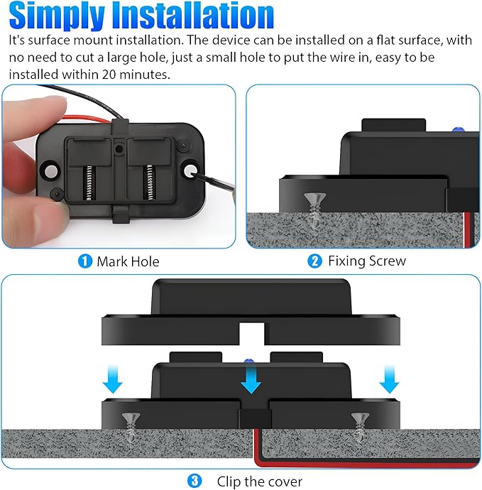 12V USB Outlet Automotive USB Port Panel Mount 12V USB Charger Multi Port Switch Panel Car Charger Socket Power Dual Port 12V 24V Quick Car Charger for Cars Bus ATV RV Boat Truck, 3.1A (2 Pack)