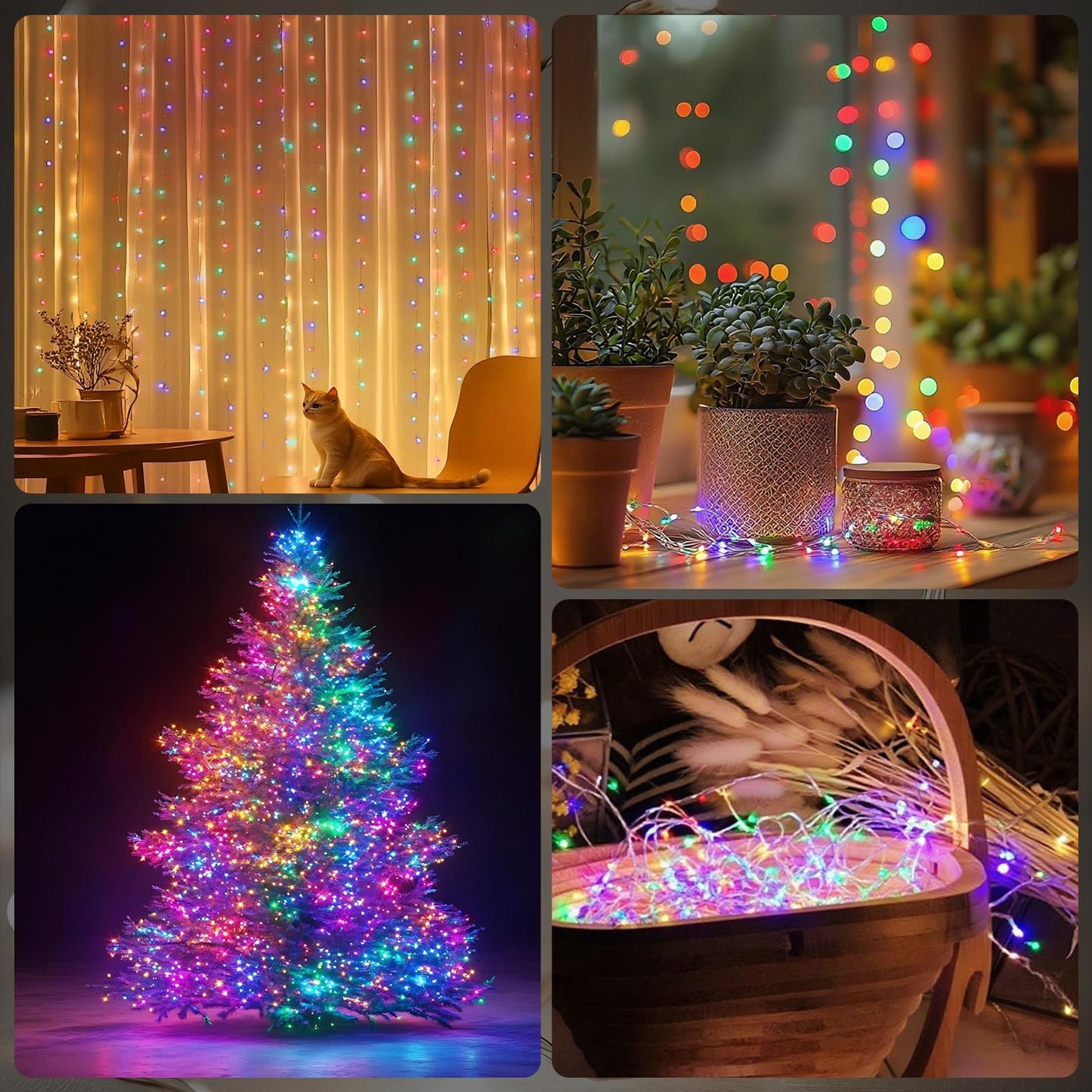 YPHSOL Fairy Lights String Lights 50LED 16.4ft Waterproof Copper Multicolor 8 Pack