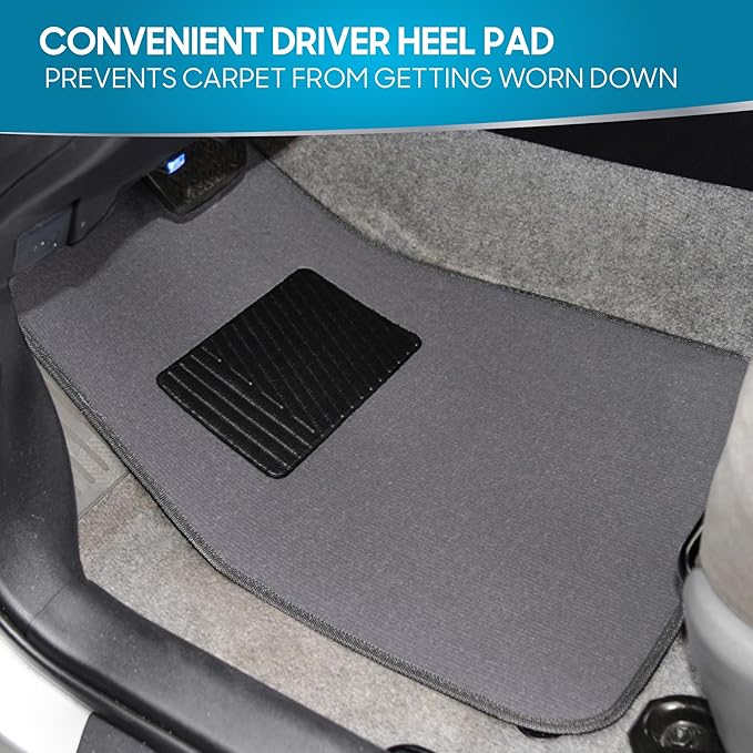 BDK Classic Carpet Floor Mats for Car & Auto - Universal Fit -Front & Rear with Heelpad (Medium Gray) - MT-100-CPTSERIES