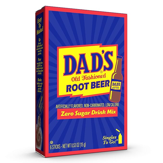 Dad's Old Fashioned Root Beer Singles To Go Sugar Free Powder Drink Mix 6 Sticks Per Box, 12 Boxes (72 Total Sticks)