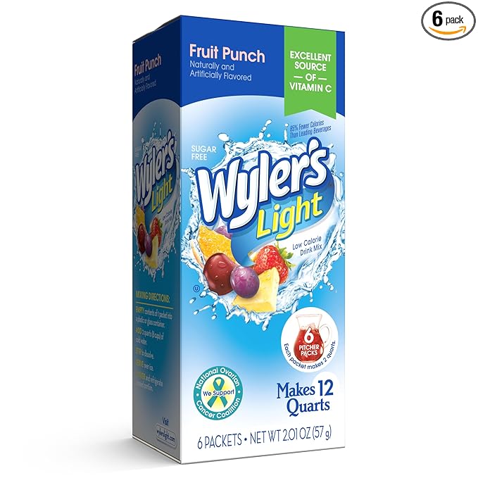 Wyler's Light Pitcher Packs, Water Drink Mix, Fruit Punch,6 Pitcher Packets