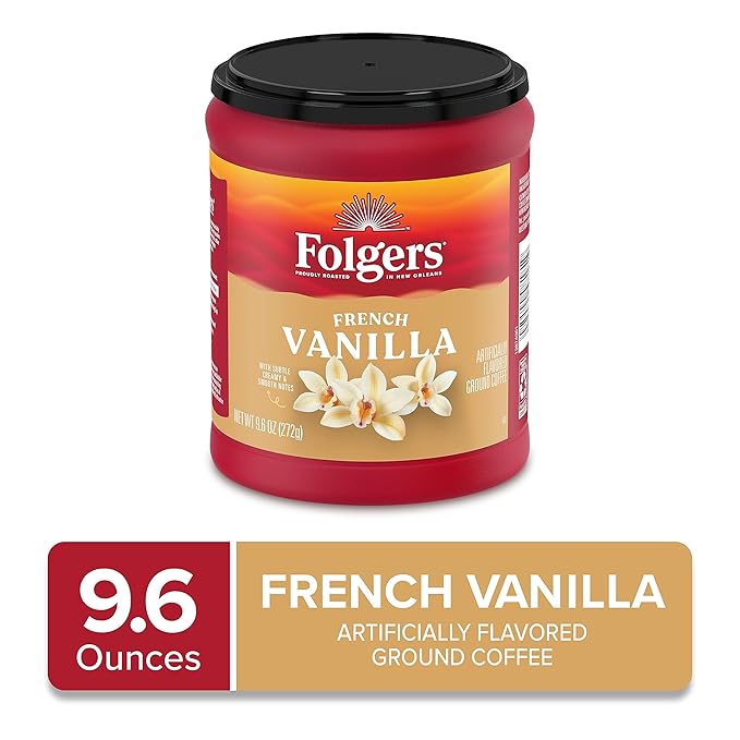 Folgers French Vanilla Flavored Ground Coffee, 9.6 Ounce (Pack of 2)