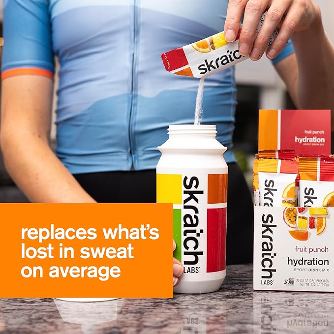 Skratch Labs Hydration Sports Drink Mix Packets – Real‑Fruit Electrolyte Powder for Fast Hydration & Endurance | Fruit Punch | 20 Pack | Vegan, Non‑GMO, Clean Ingredients