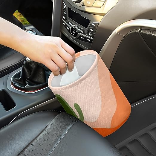Car Trash Can with Hanging for Back Seat, Car Accessories for Women Men Automotive Garbage Cans Vehicle Trash Can for Truck SUVCactus