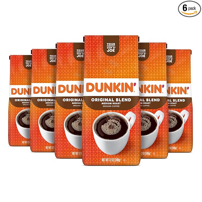 Dunkin' Original Blend Medium Roast Ground Coffee, 12 Ounces (Pack of 6)