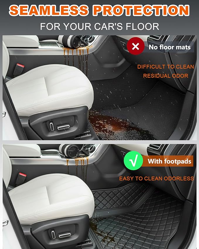 All-Weather car Floor MATS-Suitable for 99% of car Models,Leather car mat, offering Personalized Embroidery and Multiple Color Options,Provide Protection for car Rug (2+1blue)