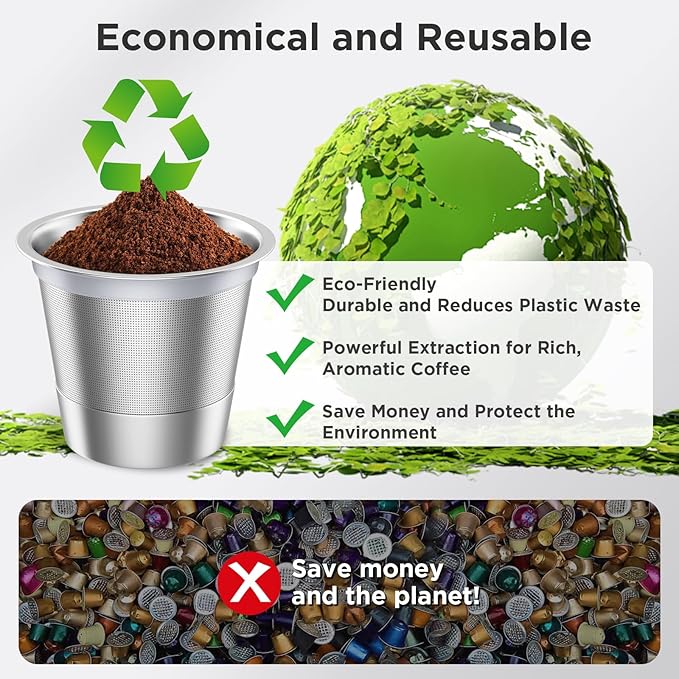 Reusable K Cups,Stainless Steel K Cups for Keurig,Keurig Reusable Coffee Pods for Keurig 1.0 & 2.0 Coffee Makers BPA-Free Refillable Coffee Filters (2)