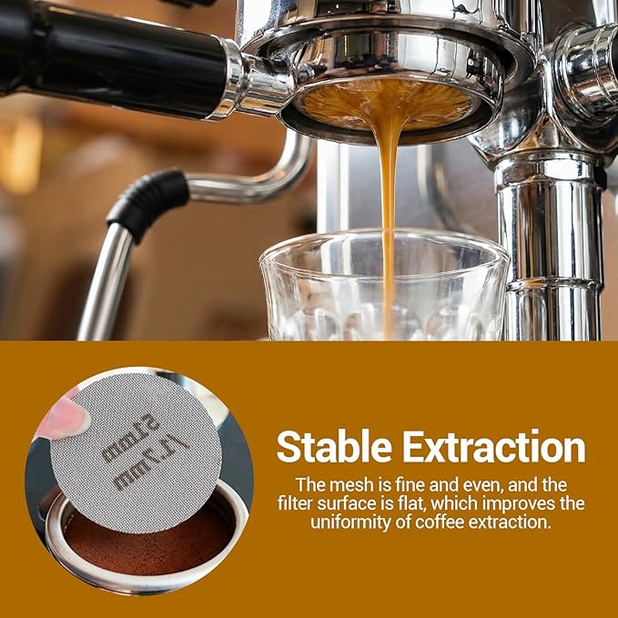 2 Pack 51mm Espresso Puck Screen, 1.7mm and 1.0mm Thickness Metal Contact Screen for 52-54mm Portafilter Stainless Steel Filter Mesh Plate