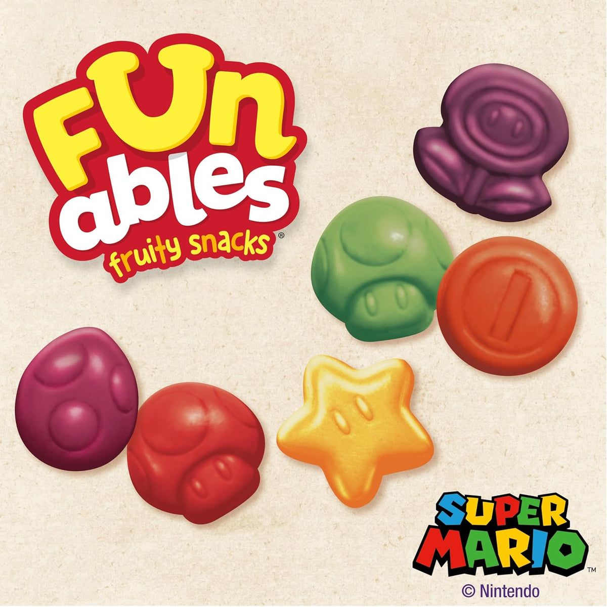 Funables Fruity Snacks, Super Mario, Assorted Fruit, Flavored Snacks, 0.8 oz 10 ct