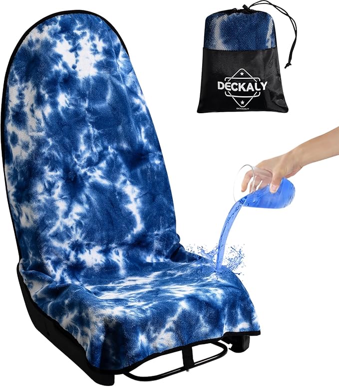Car Seat Towel Covers with Storage Bag, Waterproof Sweatproof Towel Seat Cover Universal Front Seat Covers Washable Non-Slip Seat Protector for Workouts(Blue & White - Point, 1Pcs Front Seat Cover)