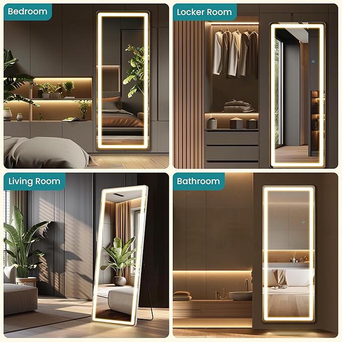 NEWBULIG Full Length Mirror, Upgraded Body Wall Mirrors with Shatter-Proof Glass, Floor Standing Mirror, Home Wall Decor