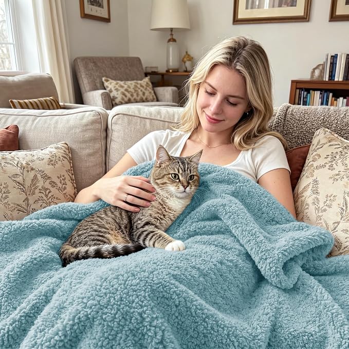 Exclusivo Mezcla Fleece King Size Bed Blanket, Ultra Soft, Lightweight and Fuzzy Stone Blue Blanket for Women, Home Decor, 90x104 Inches