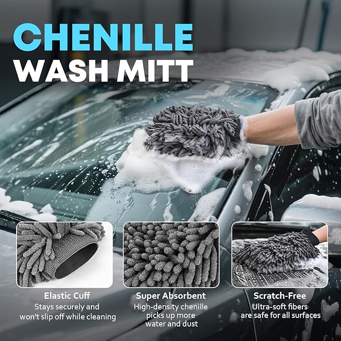 Car Cleaning kit, Car Interior Detailing kit with 10000pa Car Vacuum Cleaner, Wheel Brush, Windshield Cleaner Tool, Microfiber Towel, Wash Mitt, Interior and Exterior Car Wash kit with Bag