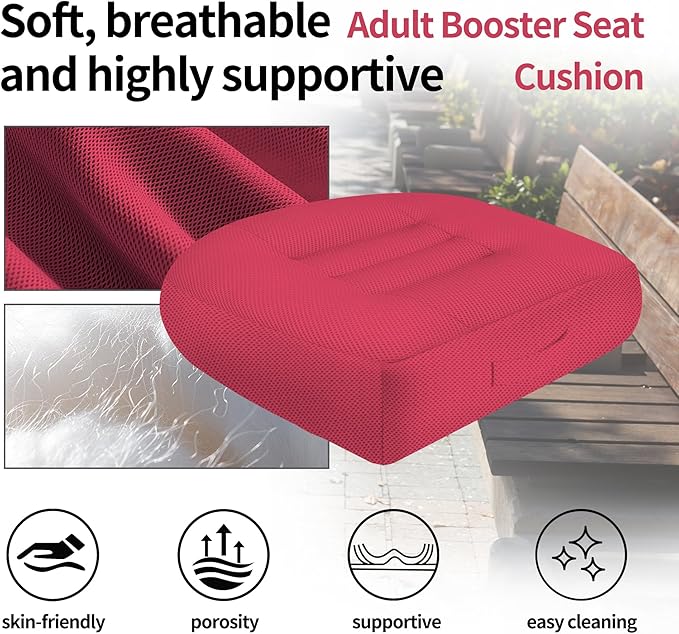Height-Adjustable Seat Cushion-15.7x15.7x4.7inches Improved Model with Adjustable Height Breathable Nylon mesh Fabric Ergonomic Design Suitable for use in Cars, Offices, and Outdoors