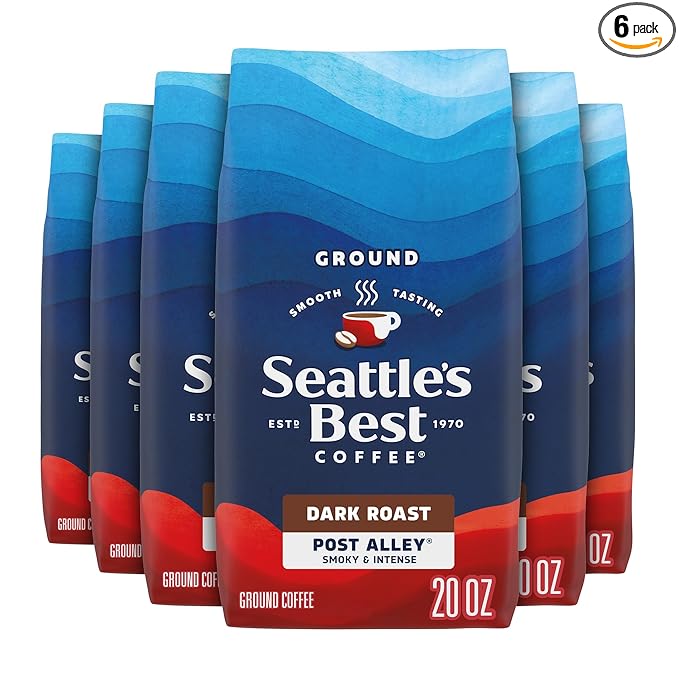 Seattle’s Best Coffee, Dark Roast Ground Coffee, Post Alley, 100% Arabica, 6 Bags (20 oz Each)