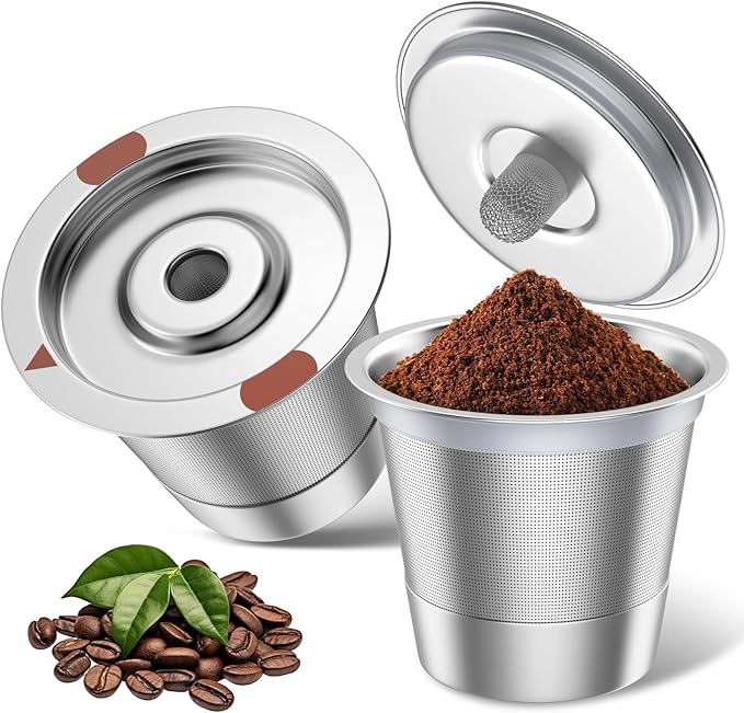 Reusable K Cups,Stainless Steel K Cups for Keurig,Keurig Reusable Coffee Pods for Keurig 1.0 & 2.0 Coffee Makers BPA-Free Refillable Coffee Filters (2)