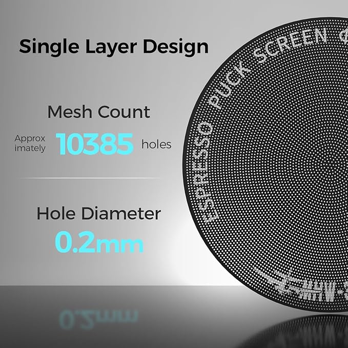 MHW-3BOMBER 54mm Espresso Puck Screen - 0.2mm Ultra Thin Espresso Puck - Metal Reusable Coffee Filter for Portafilter Basket 54mm - Puck Screen with Titanium Coating FG7047B-OS