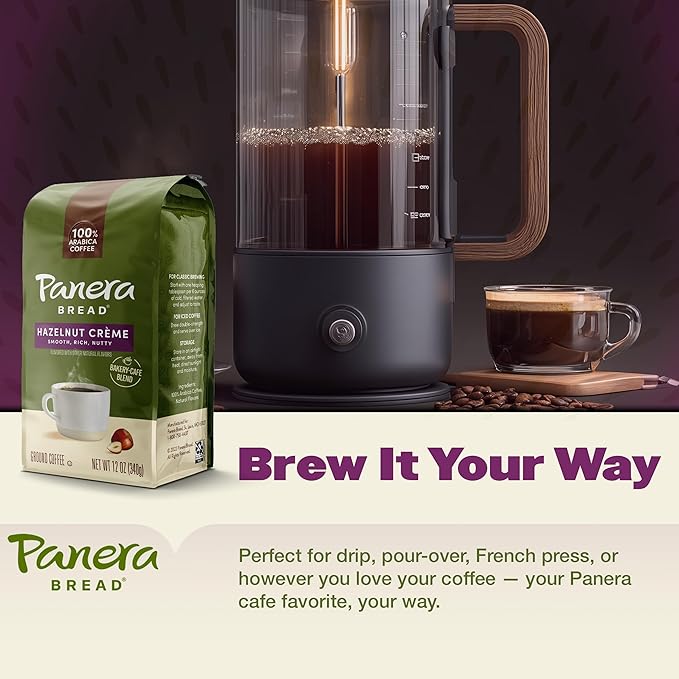 Panera Hazelnut Crème, Ground Coffee, Flavored Coffee, Bagged 12oz