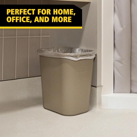 Rubbermaid Commercial Products Resin Wastebasket/Trash Can, 7-Gallon/28-Quart, Beige, Plastic, for Bedroom/Bathroom/Office, Fits Under Desk/Sink