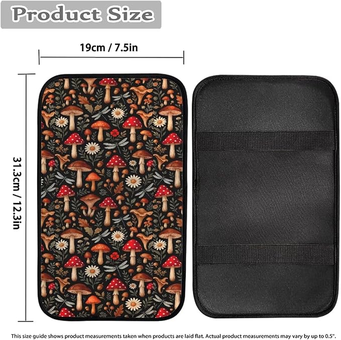 Red Mushroom Car Center Console Cushion Pad Protector Arm Rest Car Comfortable Auto Fashion Auto Interior Armrest Console Accessories Fit Most Cars, Truck, SUV, or Van