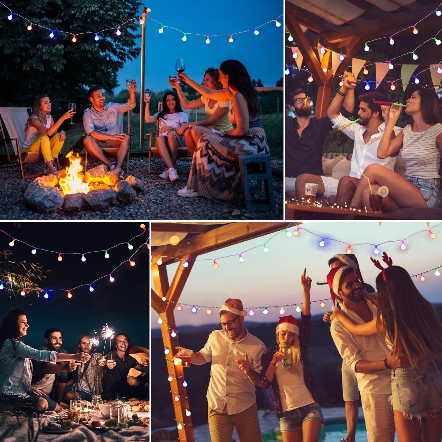 Eoako Globe LED String Lights 100 LED 38ft Color Changing with Remote, 7 Modes, Indoor/Outdoor, RGB, Model XBQ-100RGB