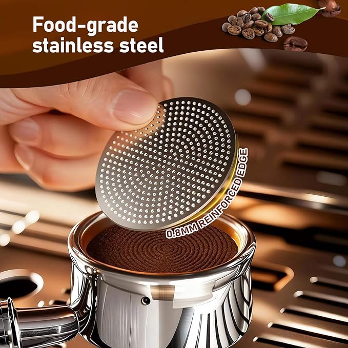 2 Pack 58mm Espresso Puck Screens, 1.7mm Thick 150μm Stainless Steel Filter Plates, Reusable Lower Shower Screens for Standard 58mm & E61 Portafilter Baskets, Anti-Channeling Tools