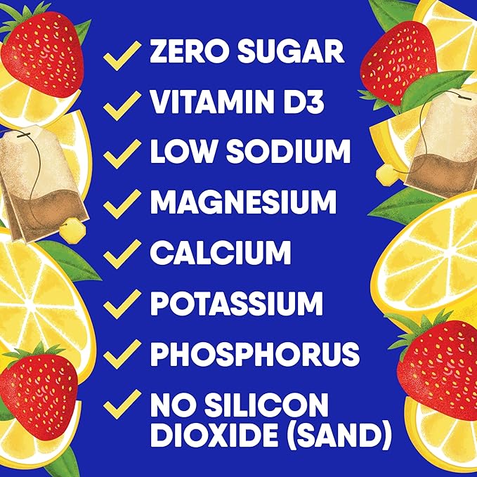 GoHydrate Low Sodium Electrolytes Powder Packets Sugar Free - Instant Hydration Daily Drink Mix - Zero Sugar Water Flavor Packet Singles with Vitamin D - (Lemonade Mixed, 15 Packs)