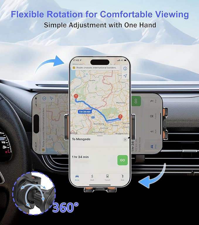Car Mount Charger, 15W Fast Charging Auto Clamping Wireless Car Charger with 7-Color LED Lights, Air Vent Phone Holders for Your Car Accessory for iPhone Air 17 Pro Max 16 15 14 13 12, Galaxy S25