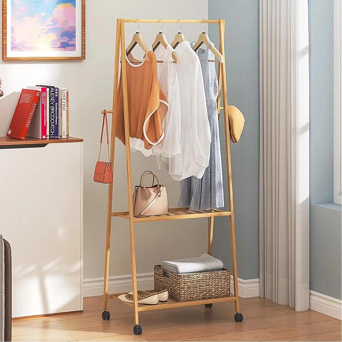 VECELO Coat Rack Freestanding, Entryway Hanger Stand, Umbrella Holder, Hall Tree With Hooks, Floor Standing Tree Stand,Oak