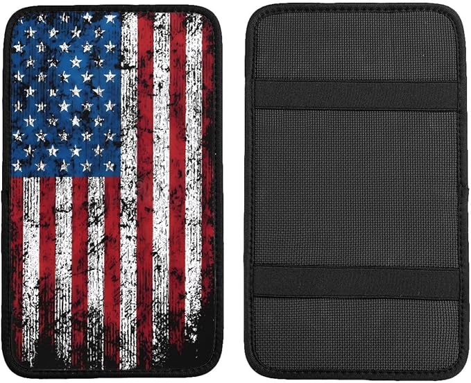 American Flag Car Center Console Cover, Universal Waterproof Armrest Pad, Soft Comfort Cushion & Scratch-Resistant Protector for Cars, SUVs and Trucks