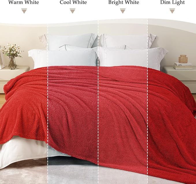 Exclusivo Mezcla Fleece Red Throw Blanket for Couch Sofa, Ultra Soft, Lightweight and Fluffy Blankets for Women, All Season, 50x60 Inches