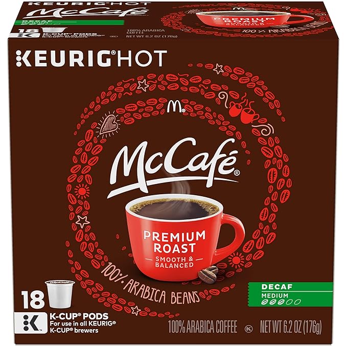McCafe Premium Roast Decaf Keurig K Cup Coffee Pods (18 Count)