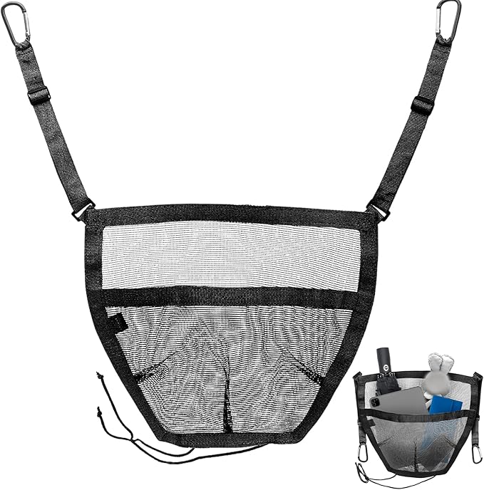 Car Purse Holder, Seat Back Net Storage Bag Between Front Seats for Easy Access, Portable Car Interior Organizer Pocket Hanging Cars Barrier Protect Dogs and Kids