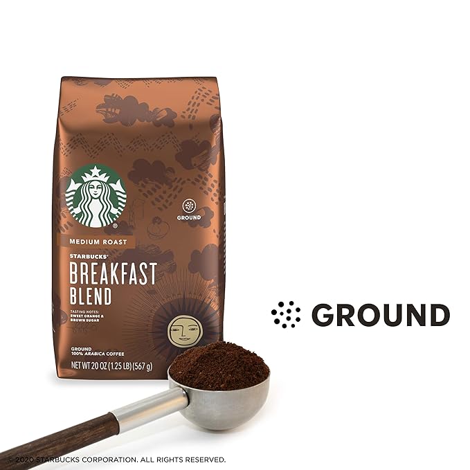Starbucks Medium Roast Ground Coffee — Breakfast Blend — 100% Arabica — 1 bag (20 oz.)