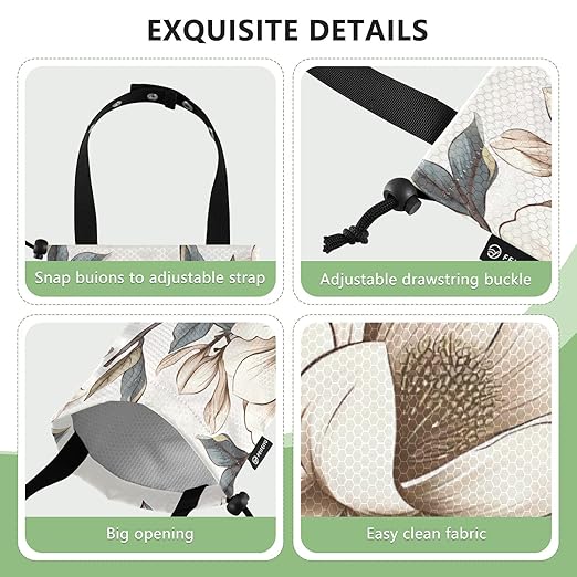 ALAZA Hanging Car Trash Bags Garbage Bag Trash Can for Back Seat Small Mangnolia Flower Washable Storage Bag Retractable 2 Pack