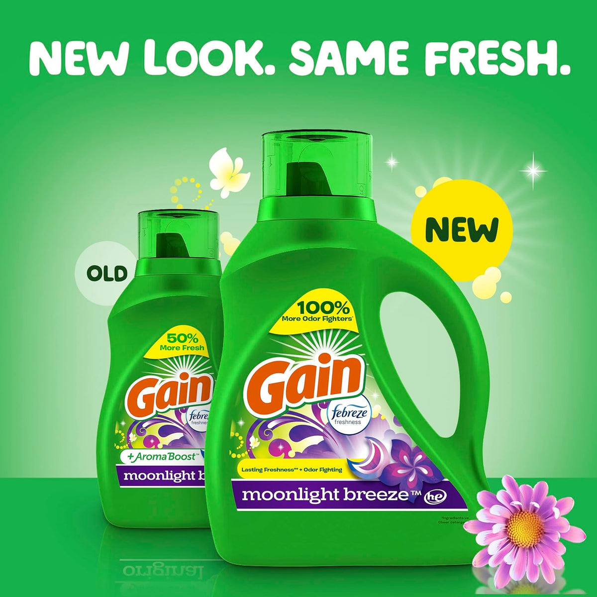 Gain + Aroma Boost Liquid Laundry Detergent, Moonlight Breeze Scent, 107 Loads, 154 fl oz, HE Compatible