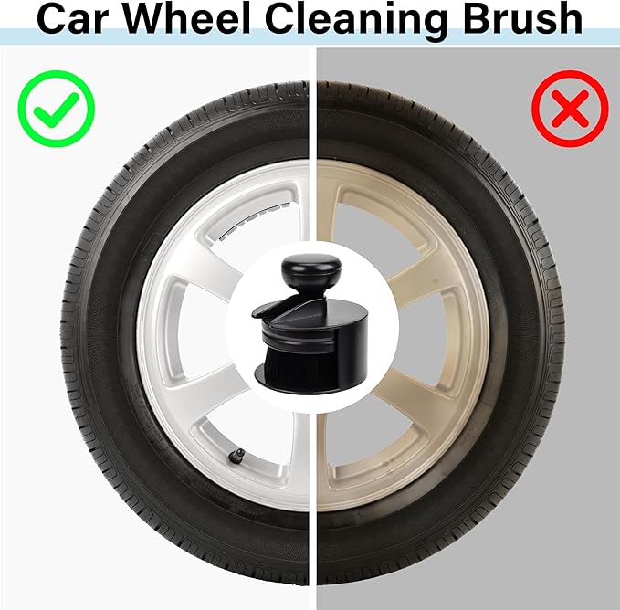 Tire Shine Applicator Brush, Tire Shine Brushes, Tire Dressing Brush Applicator with Seal Cover, Tire Brush for Car Detailing, Tire Gel Applicator, High Density Detail Factory Tire Brush (Yellow)