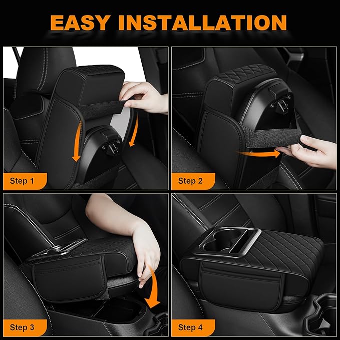 Armrest Cover for Car Fit for Jeep Grand Cherokee - Center Console Cover with Cup Holders and 2 Storage Pockets(Black)