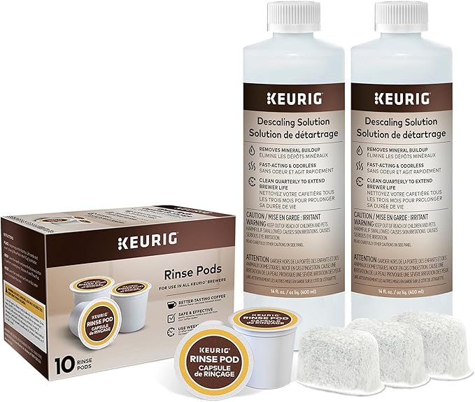 Keurig Brewer Maintenance Kit, Includes Descaling Solution, Water Filter Cartridges & Rinse Pods, Compatible with Keurig Classic/1.0 & 2.0 K-Cup Pod Coffee Makers, 14 count