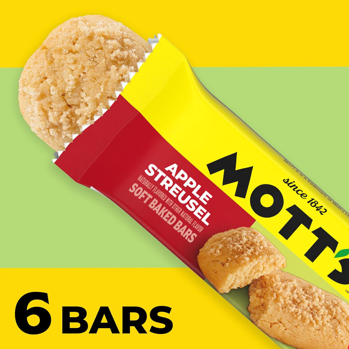 Mott's Soft Baked Bars, Apple Streusel, Made with Applesauce, 6 Ct, 5.76 oz