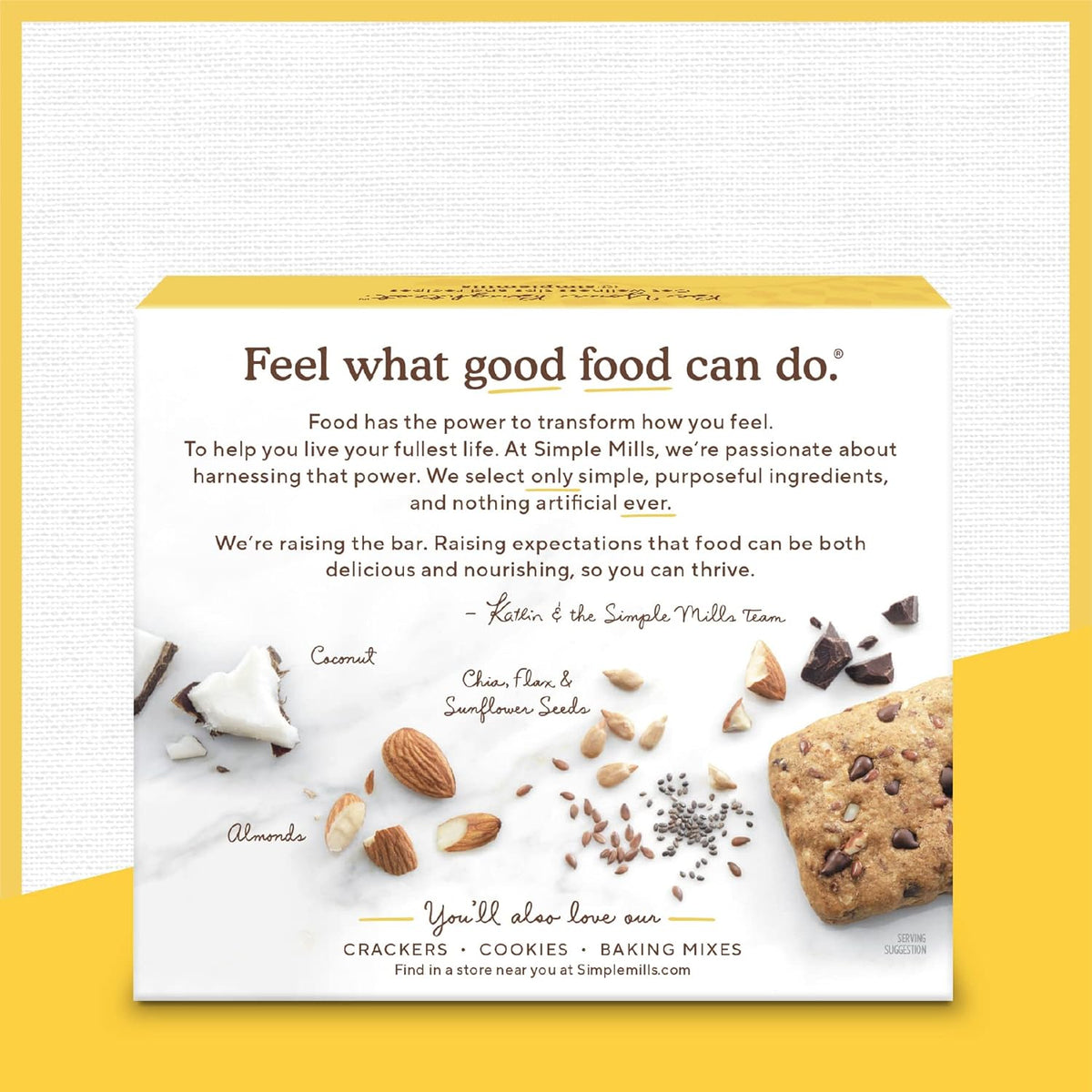 Simple Mills Soft Baked Dark Chocolate Almond Flour Bars, 5 ct, 1.19 oz each