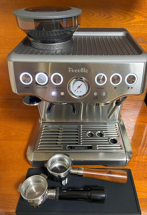 Double Spout Portafilter Compatible with Breville Barista Express Touch Bambino Infuser Duo Espresso Machine - 54mm Espresso Portafilter - Double Shot Filter Basket - Accessories - Wooden
