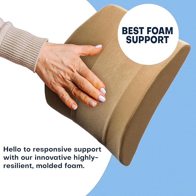 Bucket Seat Thick Foam Lumbar Support Cushion: Orthopedic Relief for Car Seats & Chairs-Gray