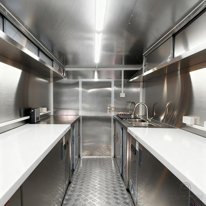 Food Truck Trailer & Hot Dog Cart - Commercial Mobile Kitchen for Coffee Business & Ice Cream Cart for Business Setup