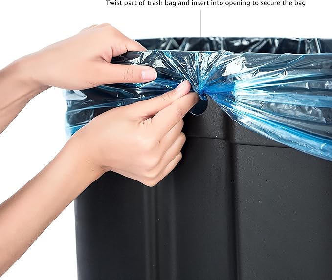 Amazon Basics Rectangular Metal Trash Can With Soft-Close Foot Pedal, Fingerprint Resistant, Removable Inner Bucket, 32 liter/8.5 gallon, Black, 14"L x 14"W x 25.3"H