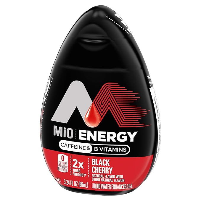 MiO Energy Black Cherry Naturally Flavored Liquid Water Enhancer 1 Count 3.24 fl oz (Pack of 5)